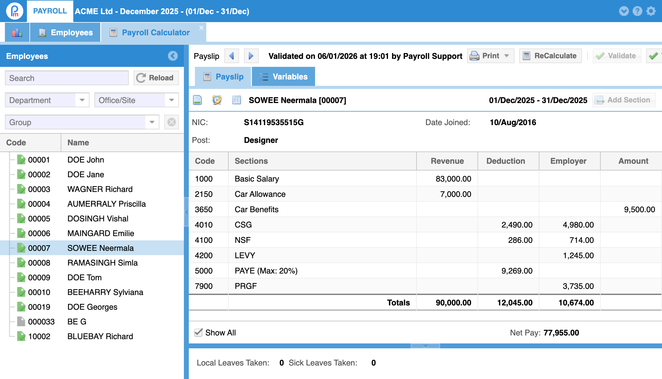 Payroll Calculator